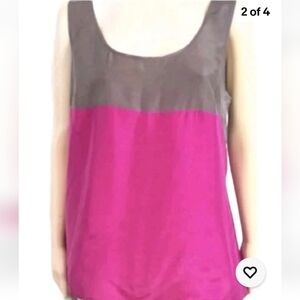 NWT Ann Taylor LOFT 100% Silk Pink Brown Size XL Tank Cami 87556575 Minimalist